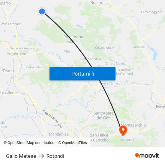 Gallo Matese to Rotondi map