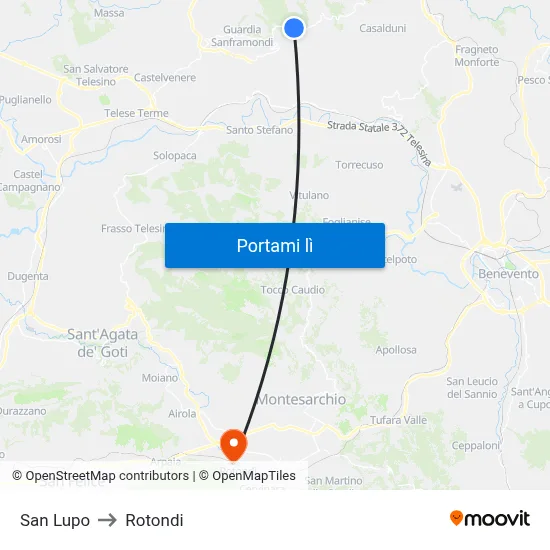 San Lupo to Rotondi map