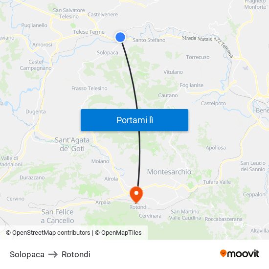 Solopaca to Rotondi map