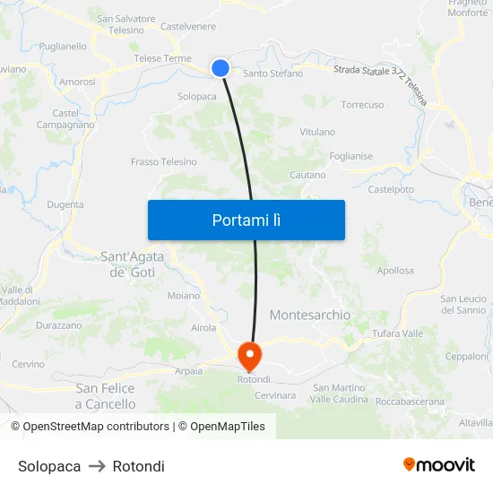 Solopaca to Rotondi map