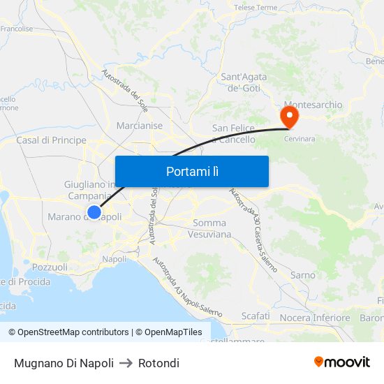 Mugnano Di Napoli to Rotondi map