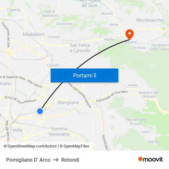 Pomigliano D' Arco to Rotondi map