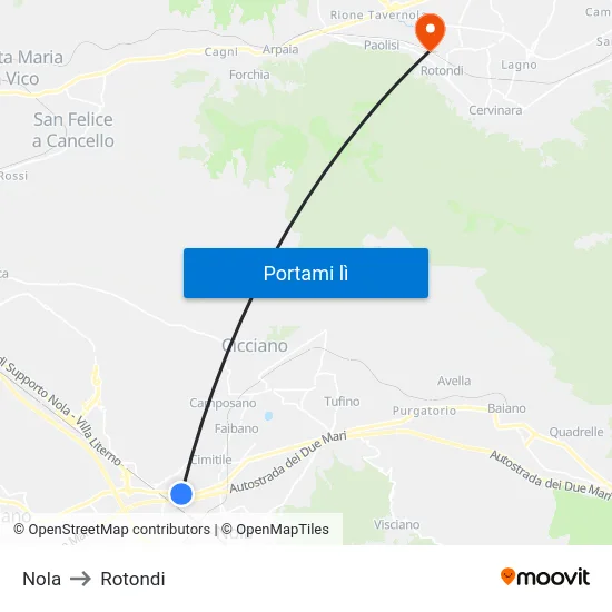 Nola to Rotondi map