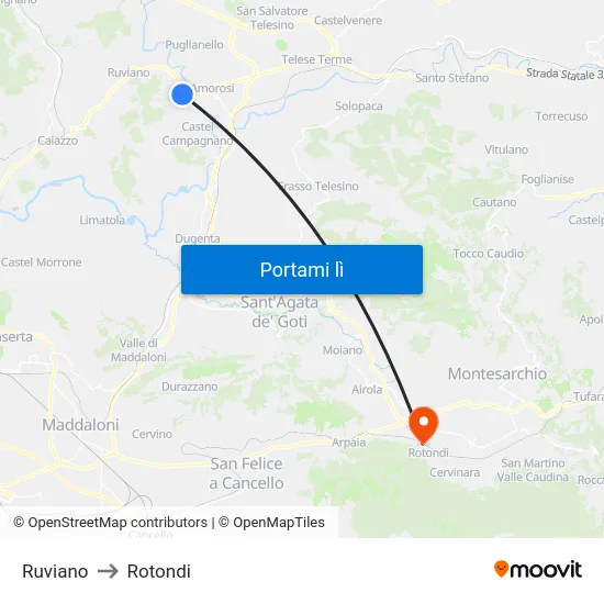 Ruviano to Rotondi map