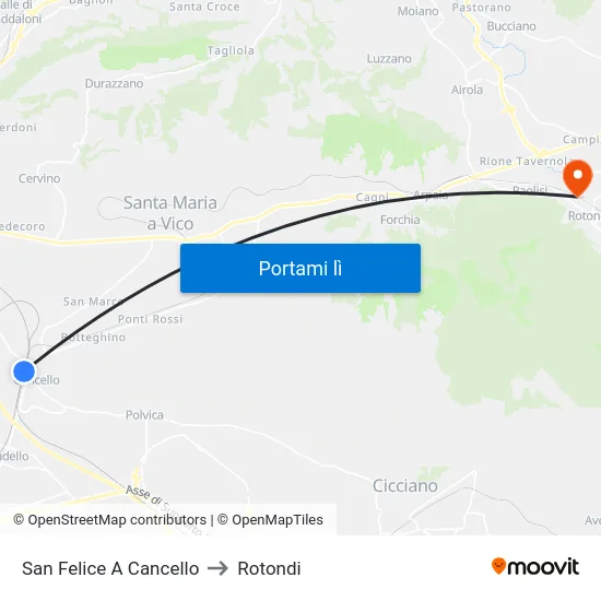 San Felice A Cancello to Rotondi map