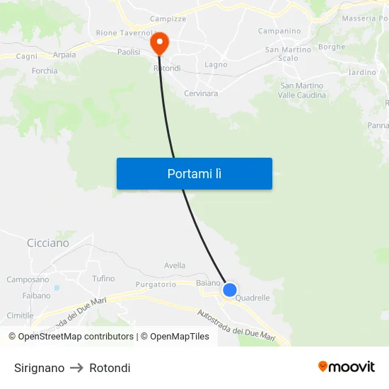 Sirignano to Rotondi map