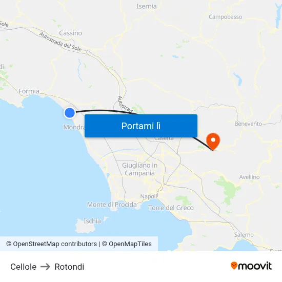 Cellole to Rotondi map
