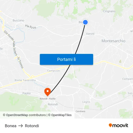Bonea to Rotondi map
