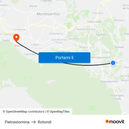 Pietrastornina to Rotondi map