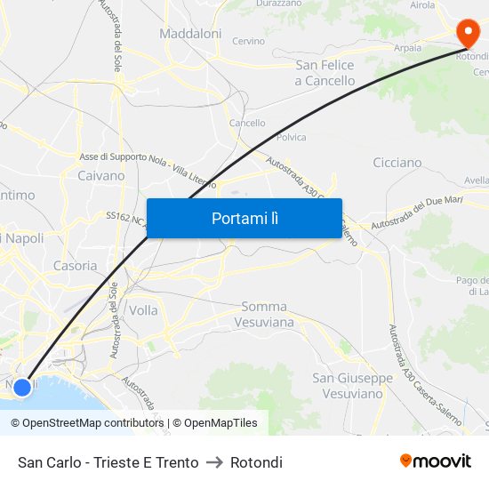 San Carlo - Trieste E Trento to Rotondi map