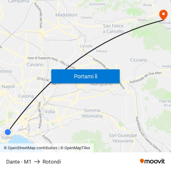 Dante - M1 to Rotondi map