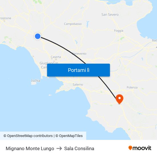 Mignano Monte Lungo to Sala Consilina map