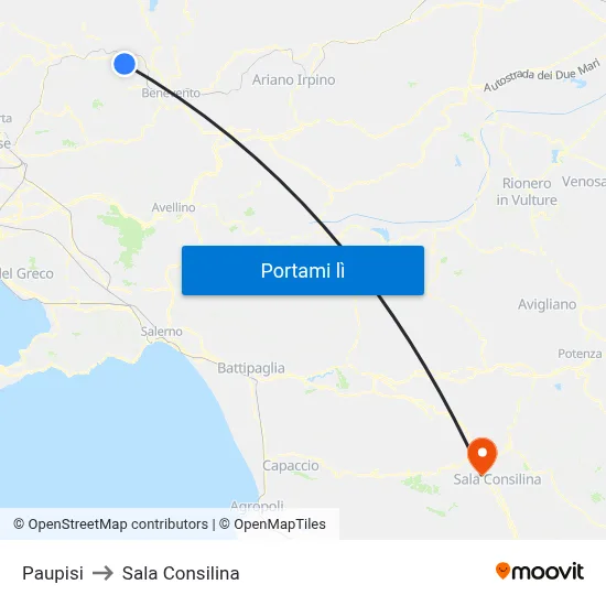 Paupisi to Sala Consilina map