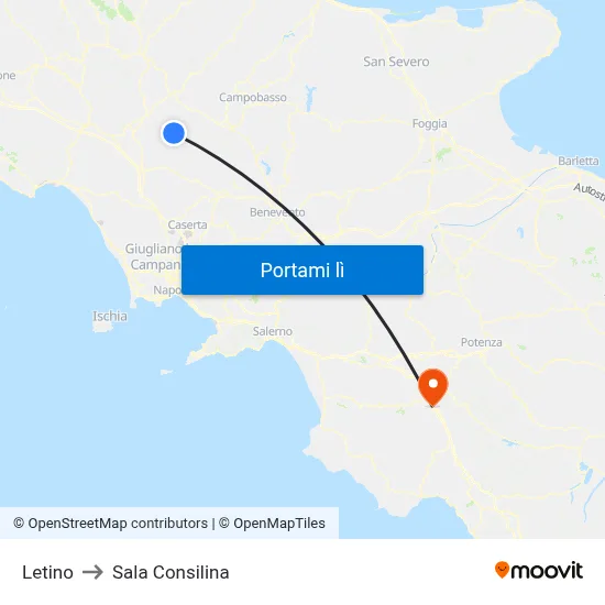 Letino to Sala Consilina map
