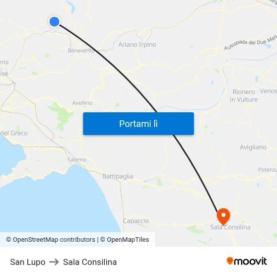 San Lupo to Sala Consilina map