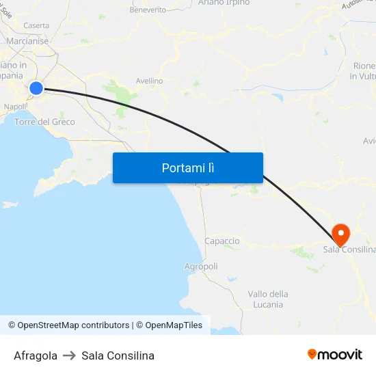 Afragola to Sala Consilina map