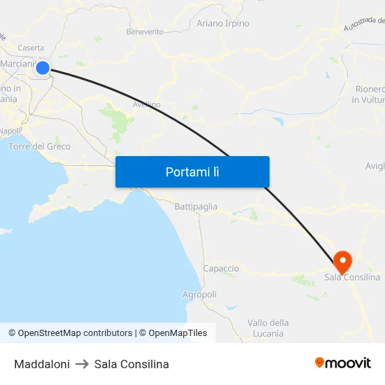 Maddaloni to Sala Consilina map