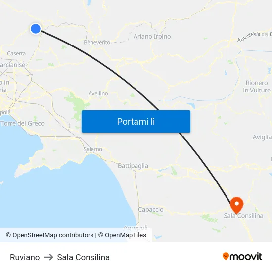 Ruviano to Sala Consilina map