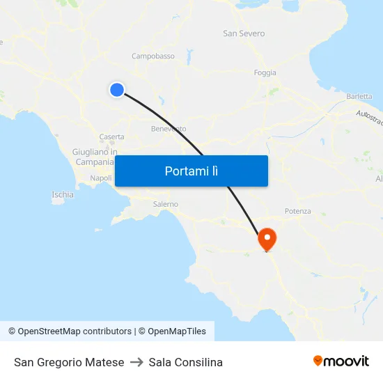San Gregorio Matese to Sala Consilina map