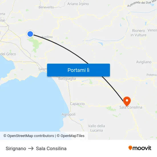 Sirignano to Sala Consilina map