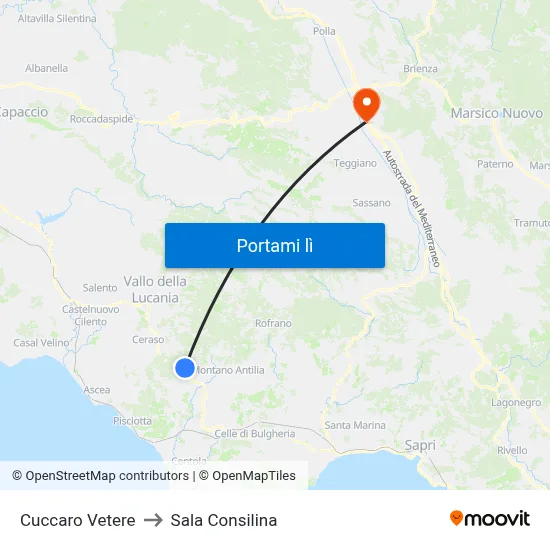 Cuccaro Vetere to Sala Consilina map
