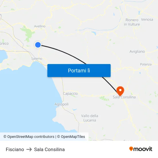 Fisciano to Sala Consilina map