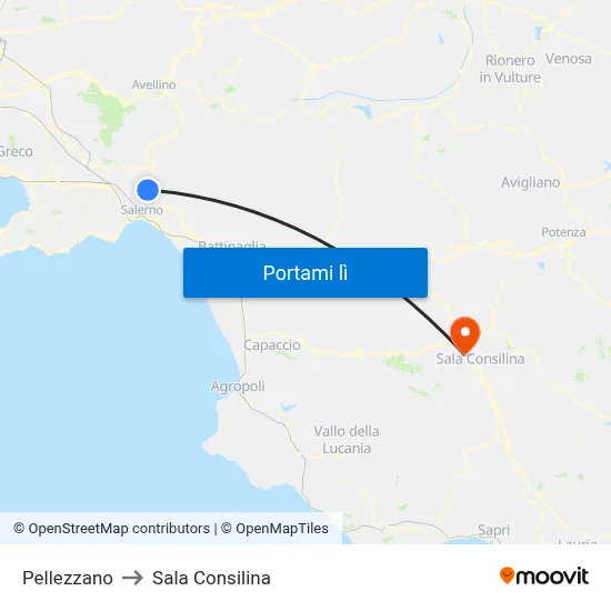 Pellezzano to Sala Consilina map