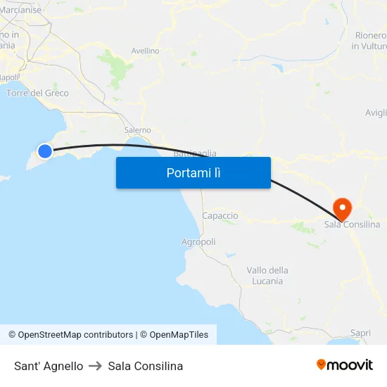 Sant' Agnello to Sala Consilina map