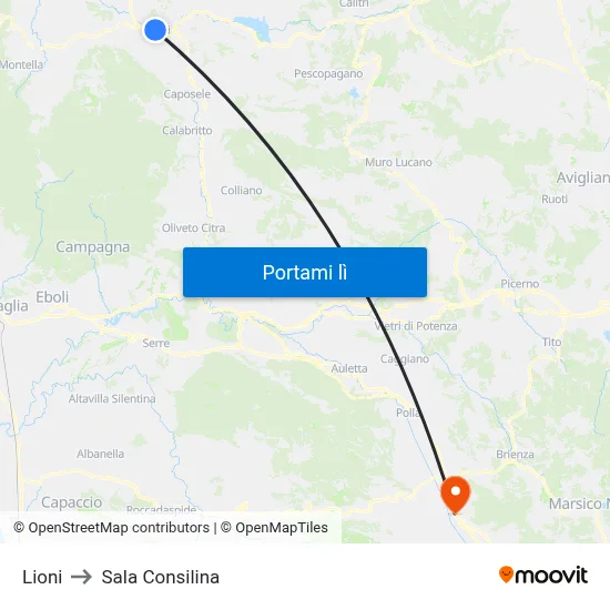 Lioni to Sala Consilina map