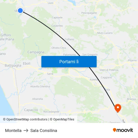 Montella to Sala Consilina map