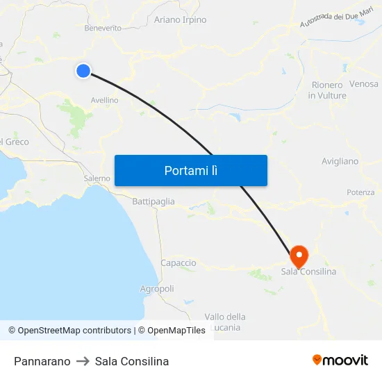 Pannarano to Sala Consilina map
