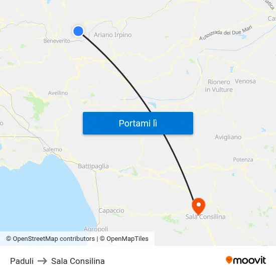 Paduli to Sala Consilina map
