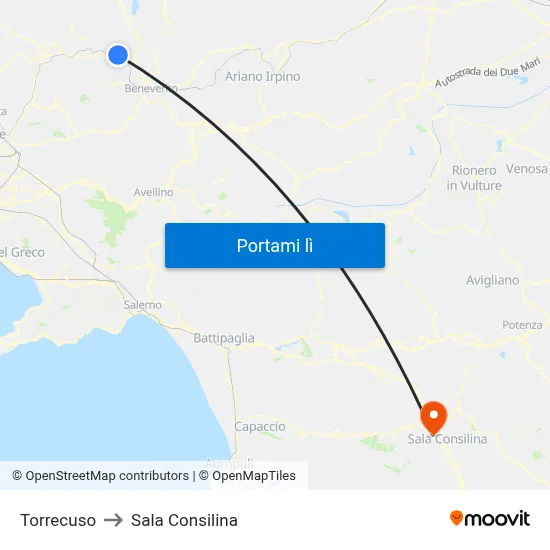 Torrecuso to Sala Consilina map