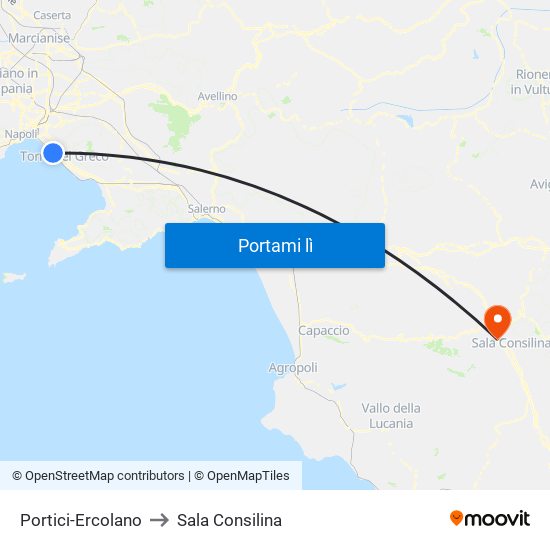 Portici-Ercolano to Sala Consilina map