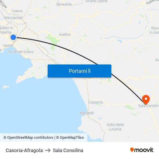 Casoria-Afragola to Sala Consilina map