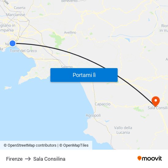 Firenze to Sala Consilina map