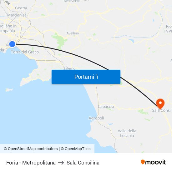 Foria - Metropolitana to Sala Consilina map