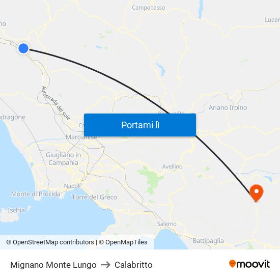 Mignano Monte Lungo to Calabritto map