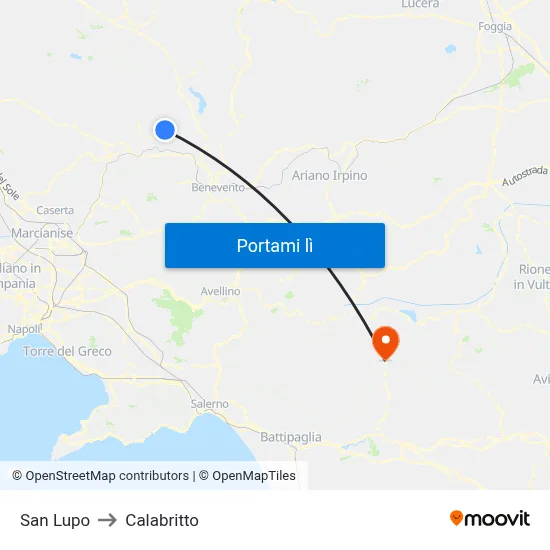 San Lupo to Calabritto map