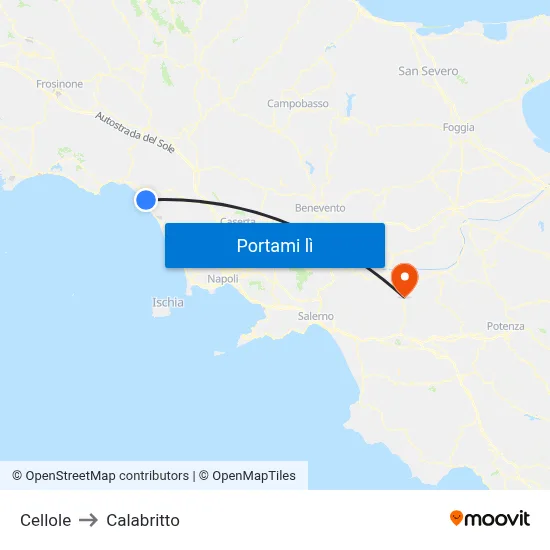 Cellole to Calabritto map