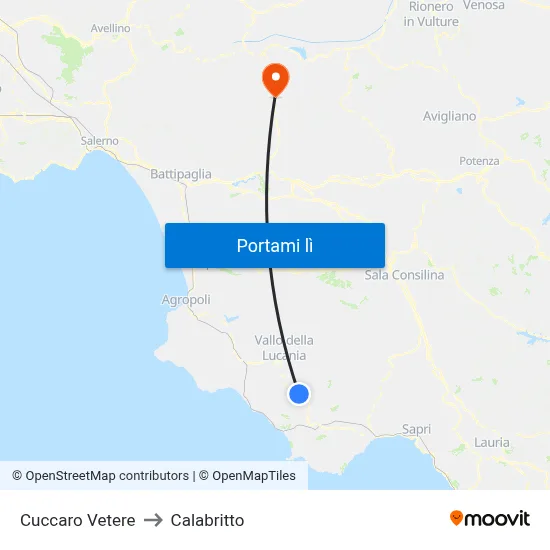 Cuccaro Vetere to Calabritto map