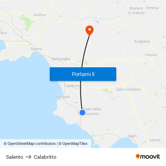 Salento to Calabritto map