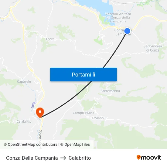 Conza Della Campania to Calabritto map