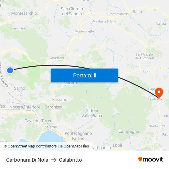Carbonara Di Nola to Calabritto map