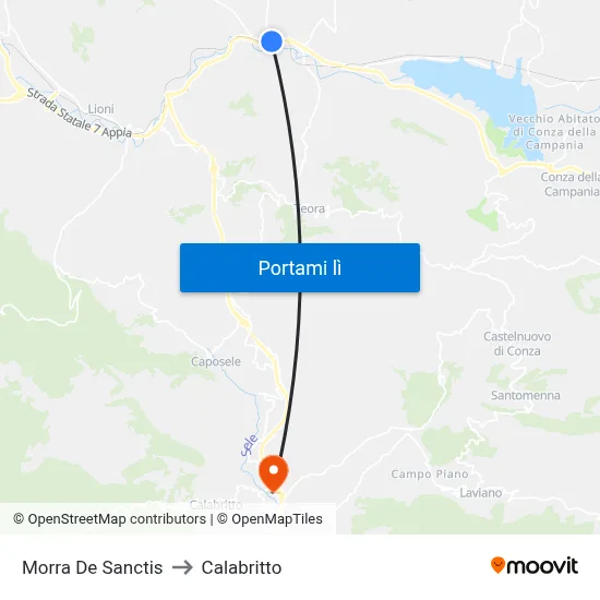 Morra De Sanctis to Calabritto map