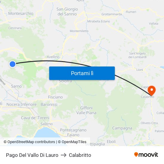 Pago Del Vallo Di Lauro to Calabritto map