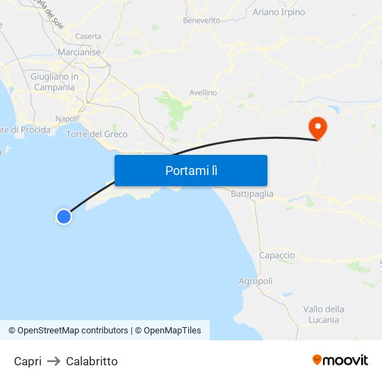 Capri to Calabritto map