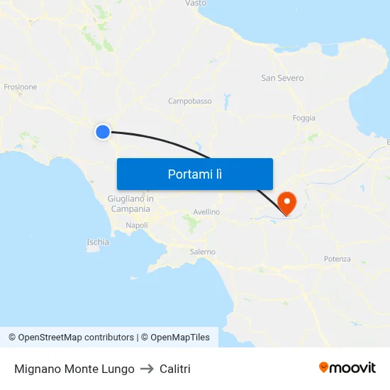 Mignano Monte Lungo to Calitri map