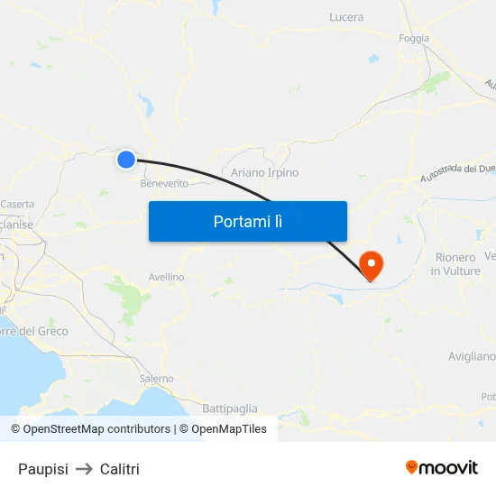 Paupisi to Calitri map