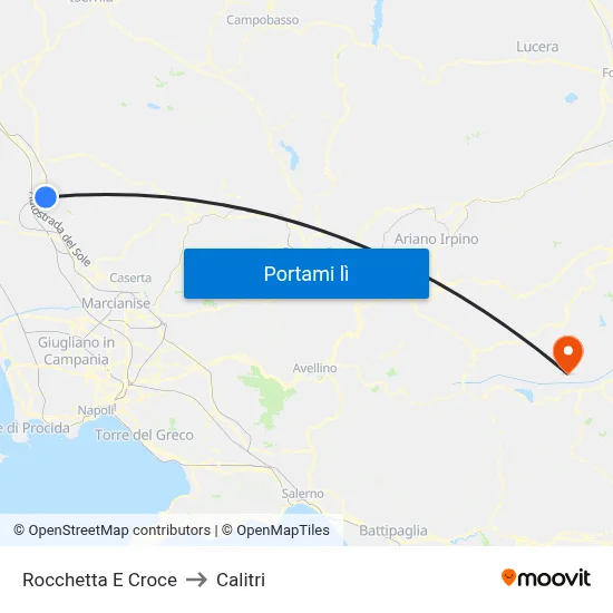Rocchetta E Croce to Calitri map